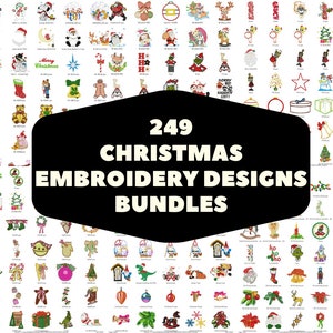 249 Christmas Embroidery Designs Bundle, Various Hoop Sizes , File Formats in pes, dst, jef, xxx, exp, vip, vp3 - Instant Download Files