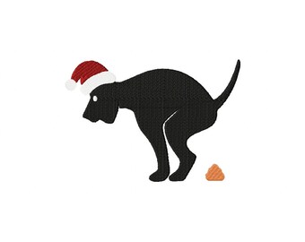 Christmas Dog Pooping Embroidery Design 5 Sizes , File Formats in pes, dst, jef, xxx, exp, vip, vp3 - Instant Download Files