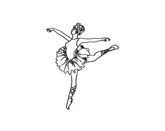 Ballerina Line Embroidery Design, Ballet Embroidery Design Pattern, Baby Girl Dmbroidery Digital File, 3 Sizes, Instant Download
