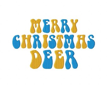 Merry Christmas Deer Embroidery Design 5 Sizes , File Formats in pes, dst, jef, xxx, exp, vip, vp3 - Instant Download Files