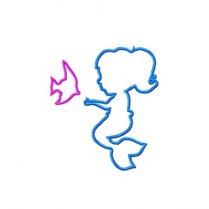 Mermaid Applique Embroidery Design, Princess Embroidery Design Machine Embroidery Pattern, Mermaid Design, 3 Sizes, Instant Download