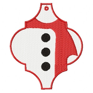 Christmas Snowman Kay Fob Arabesque Ornament Embroidery 5 Sizes , File Formats in pes, dst, jef, xxx, exp, vip, vp3