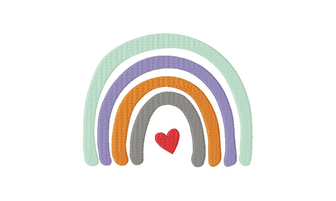 Boho Rainbow With Heart Machine Embroidery Design 3 Sizes, File Formats ...