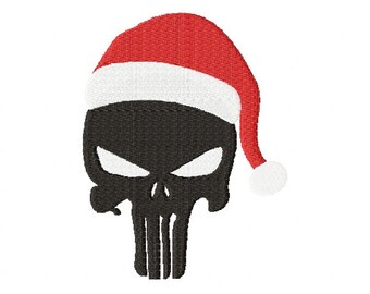 Christmas Lights Santa Skull Embroidery 5 Sizes , File Formats in pes, dst, jef, xxx, exp, vip, vp3 - Instant Download Files