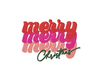 Merry Christmas Embroidery Design 5 Sizes , File Formats in pes, dst, jef, xxx, exp, vip, vp3 - Instant Download Files