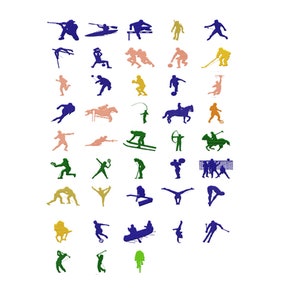 Sports Silhouettes Machine Embroidery Design 4 x 4 Hoop Sizes, File Formats in pes, dst, jef, xxx, exp, vip, vp3