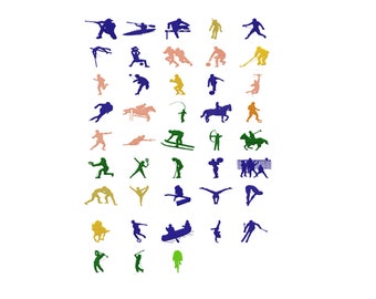 Sports Silhouettes Machine Embroidery Design 4 x 4 Hoop Sizes, File Formats in pes, dst, jef, xxx, exp, vip, vp3