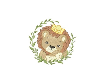 Lovely Lion King Embroidery Designs, Animal Embroidery Design Machine, Zoo Embroidery Pattern File, 4 Sizes - Instant Download Files