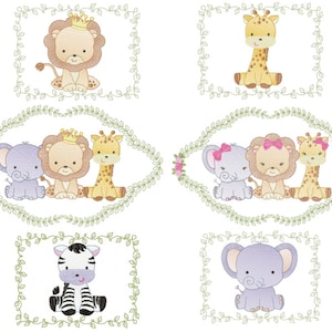Safari Frame Embroidery, Embroidery Designs, Machine Embroidery Designs, Animals Embroidery Design, Baby Embroidery - Instant Download