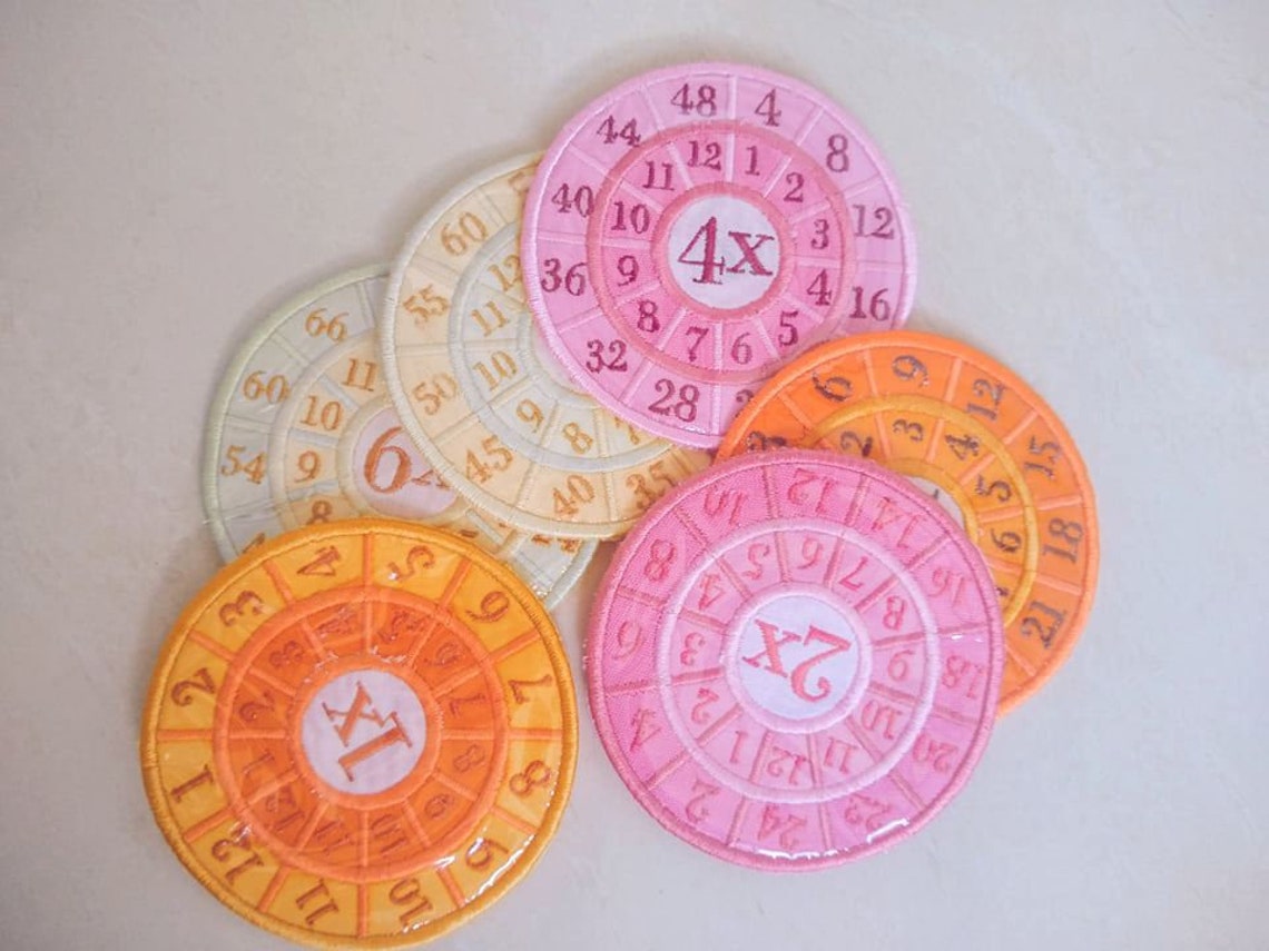 Math Embroidery Maths Multiplication Wheel Embroidery Design 1- 20 Circle Times Tables ...