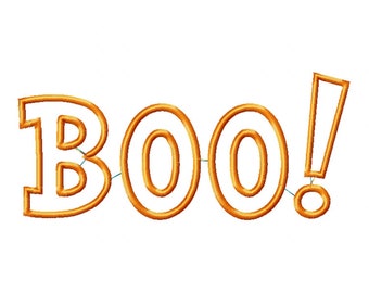 Boo Applique Embroidery Design, Machine Embroidery Design, Instant Download Embroidery File, 3 Sizes, Instant Download