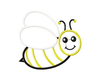 Bee Applique Embroidery Design, Machine Embroidery Design, Instant Download Embroidery File, 3 Sizes, Instant Download