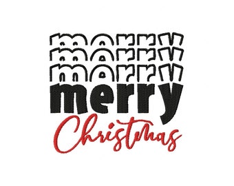 Merry Christmas Embroidery Design 5 Sizes , File Formats in pes, dst, jef, xxx, exp, vip, vp3