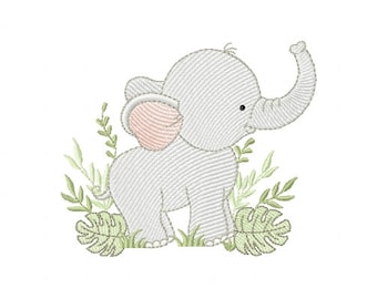 Safari Animal Elephant Embroidery Designs 5 Sizes , File Formats in pes, dst, jef, xxx, exp, vip, vp3 - Instant Download Files