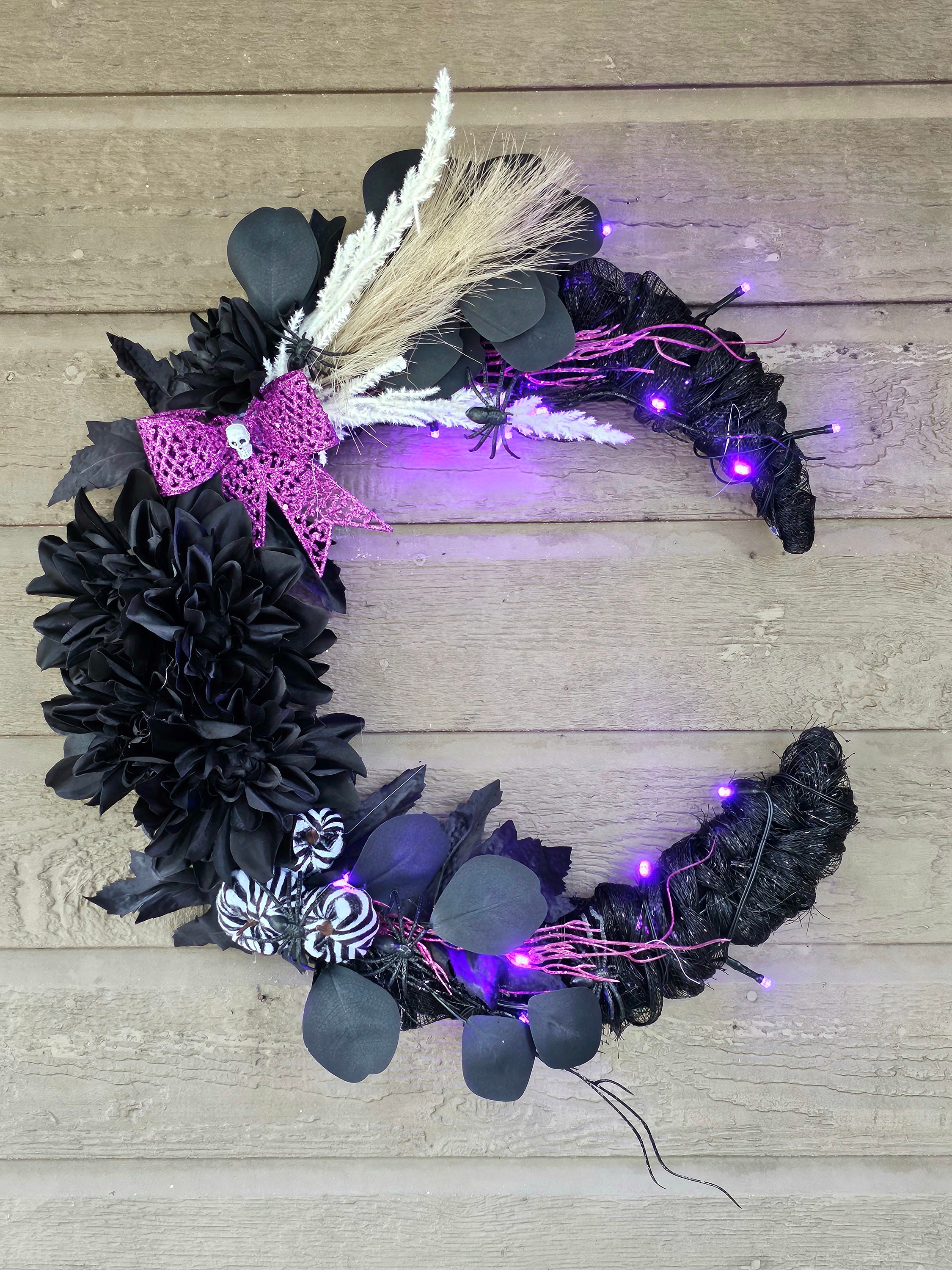 Purple mushroom wreath magical crystal moon decor – Bloodmoon Forest
