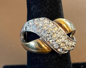 GOLD Plated CUBIC Zirconia RING,  Size 8  - Made in Thailand