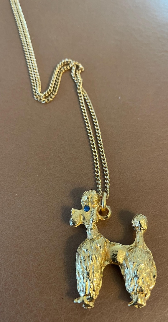 15" GOLD Tone Chain With 1 1/4" POODLE PENDANT