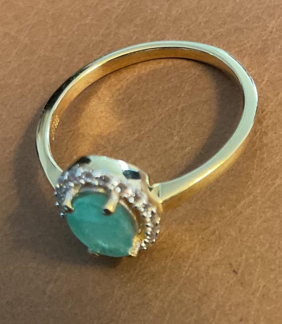 GOLD Plated Silver EMERALD RING, size 6.5 - image 4