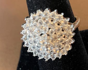GOLD Plated Cubic ZIRCONIA Dome Shaped Cluster RING, Size 10