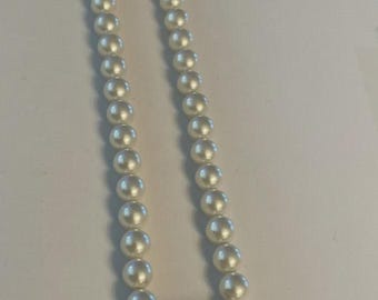 Signed SARAH COVENTRY 19" PEARL Necklace With Large Teardrop Pendant