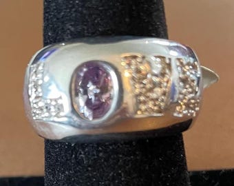 L O V E  Pink SAPPHIRE RING, Marked K G E ,  Size 8