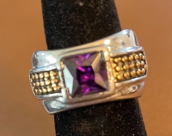 Square Cut AMETHYST RING, 18KGE, SIZE 6