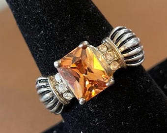 JUDITH RIPKA Gold Electroplated Pink MORGANITE Ring,  Size 10