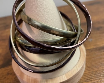 6 KENNETH COLE Bangle BRACELETS.  Silver  Tone and Brass looking