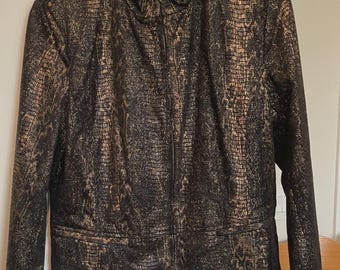 ERIN LONDON Mandarin Collar Black and Gold  Lined JACKET, Size  M, Zipper Closure