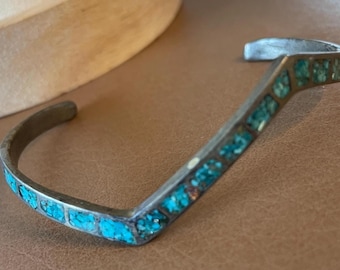 STERLING Silver And TURQUOISE Cuff BRACELET