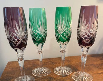 4 hastes AJKA "CAROLYNE" 9" CHAMPAGNE, duas verdes e duas ametistas.