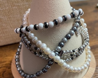 4 Beaded PEARLS  BRACELETS, NAPIER,