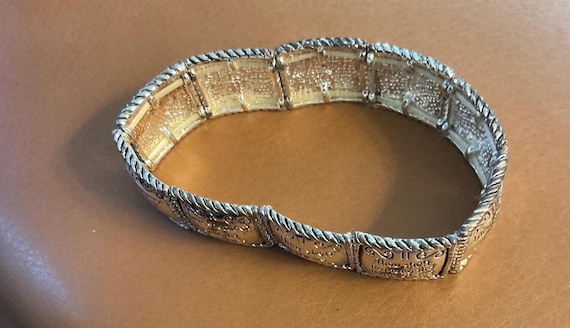 TEN COMMANDMENTS BRACELET. Silver Tone. Stretch - image 4