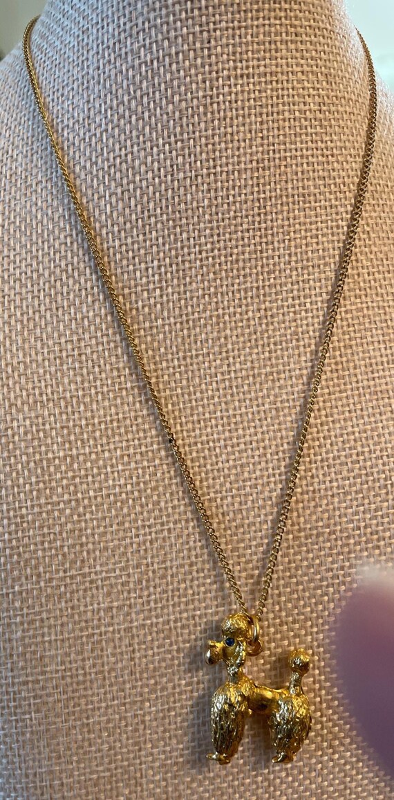 15" GOLD Tone Chain With 1 1/4" POODLE PENDANT View 2