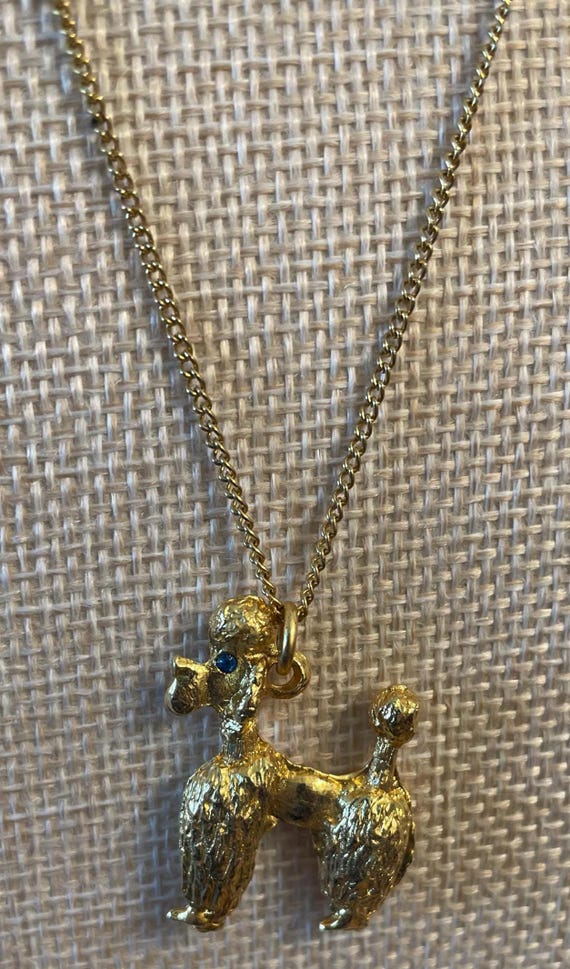 15" GOLD Tone Chain With 1 1/4" POODLE PENDANT View 3
