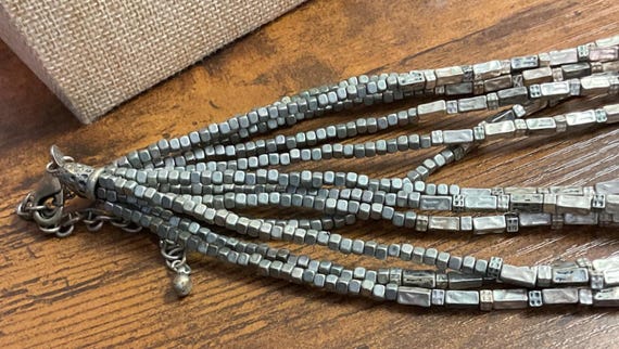 CHICO'S Square Beaded HEMATITE Multi Stranded Sta… - image 4