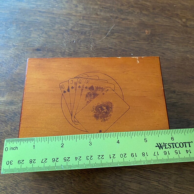 Vintage Wood Box for Playing Cards Hinged Poker Card Deck Storage Etsy