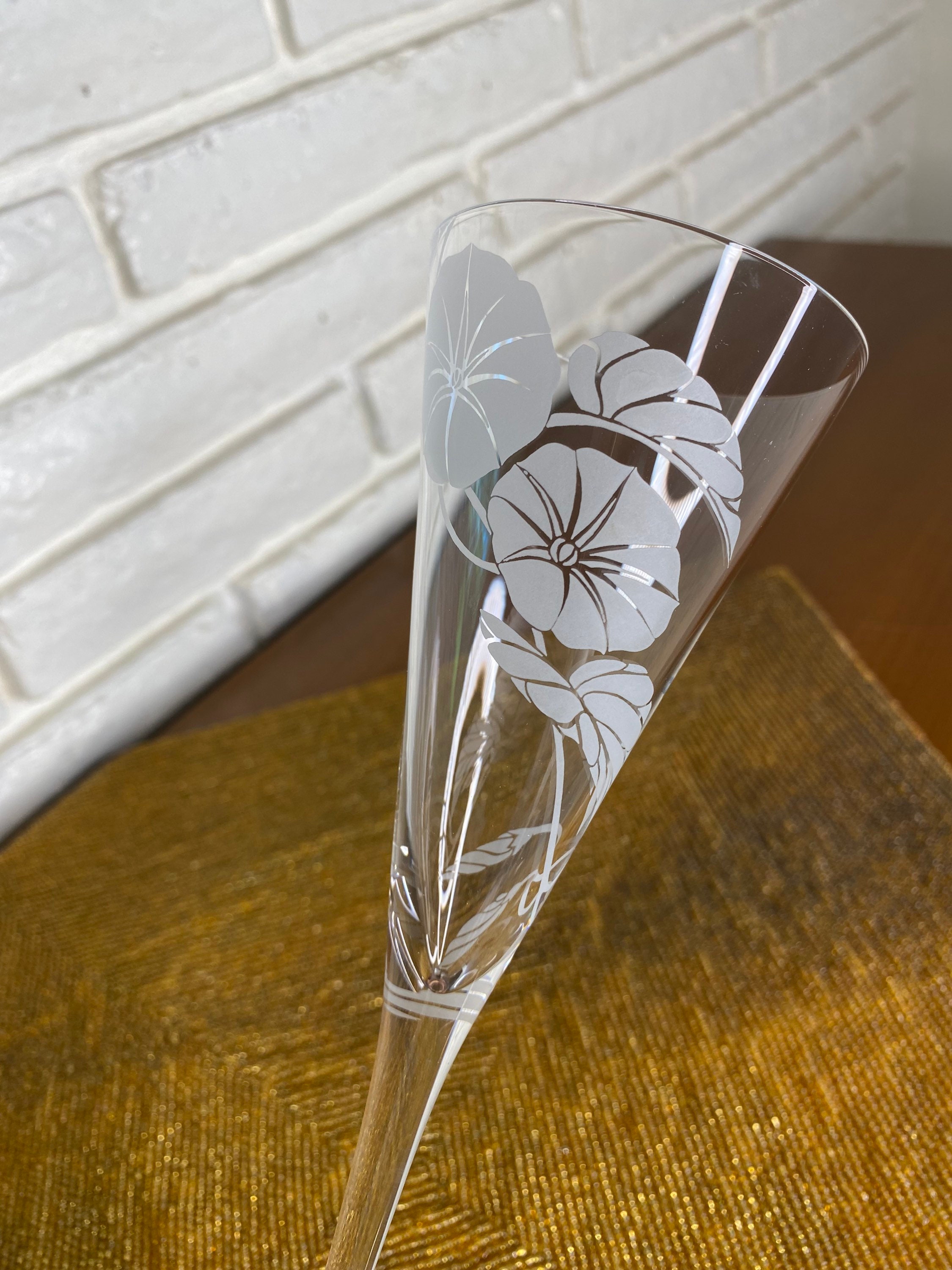 12 LES FLEURS Crystal Champagne Glasses the Franklin Mint Full Set 
