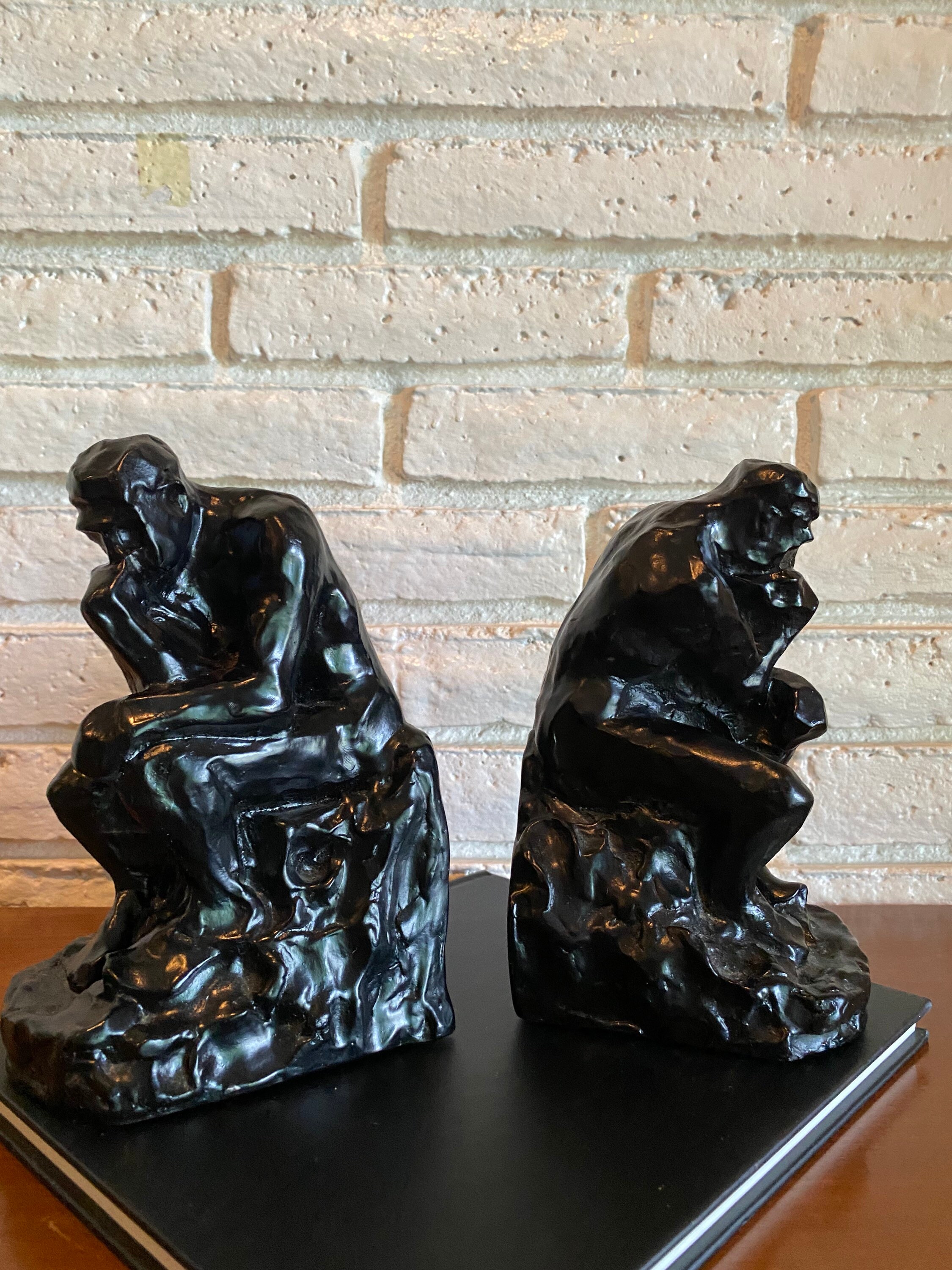 Vintage Barnes & Nobles Thinking Man Statue Bookends 1999 Office