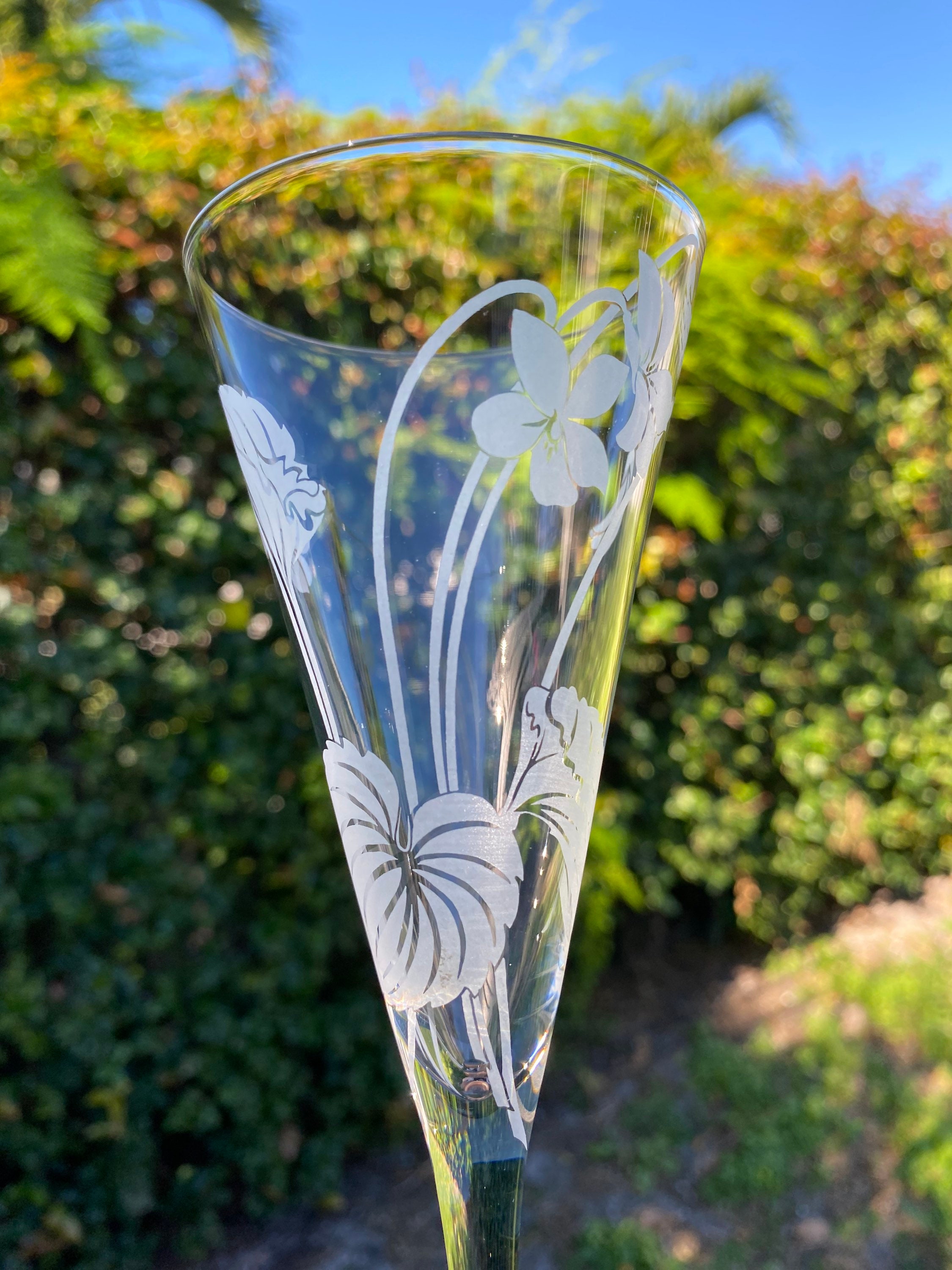 12 LES FLEURS Crystal Champagne Glasses the Franklin Mint Full Set Perrier  Jouet Flowers of France Austrian Crystal Flutes 