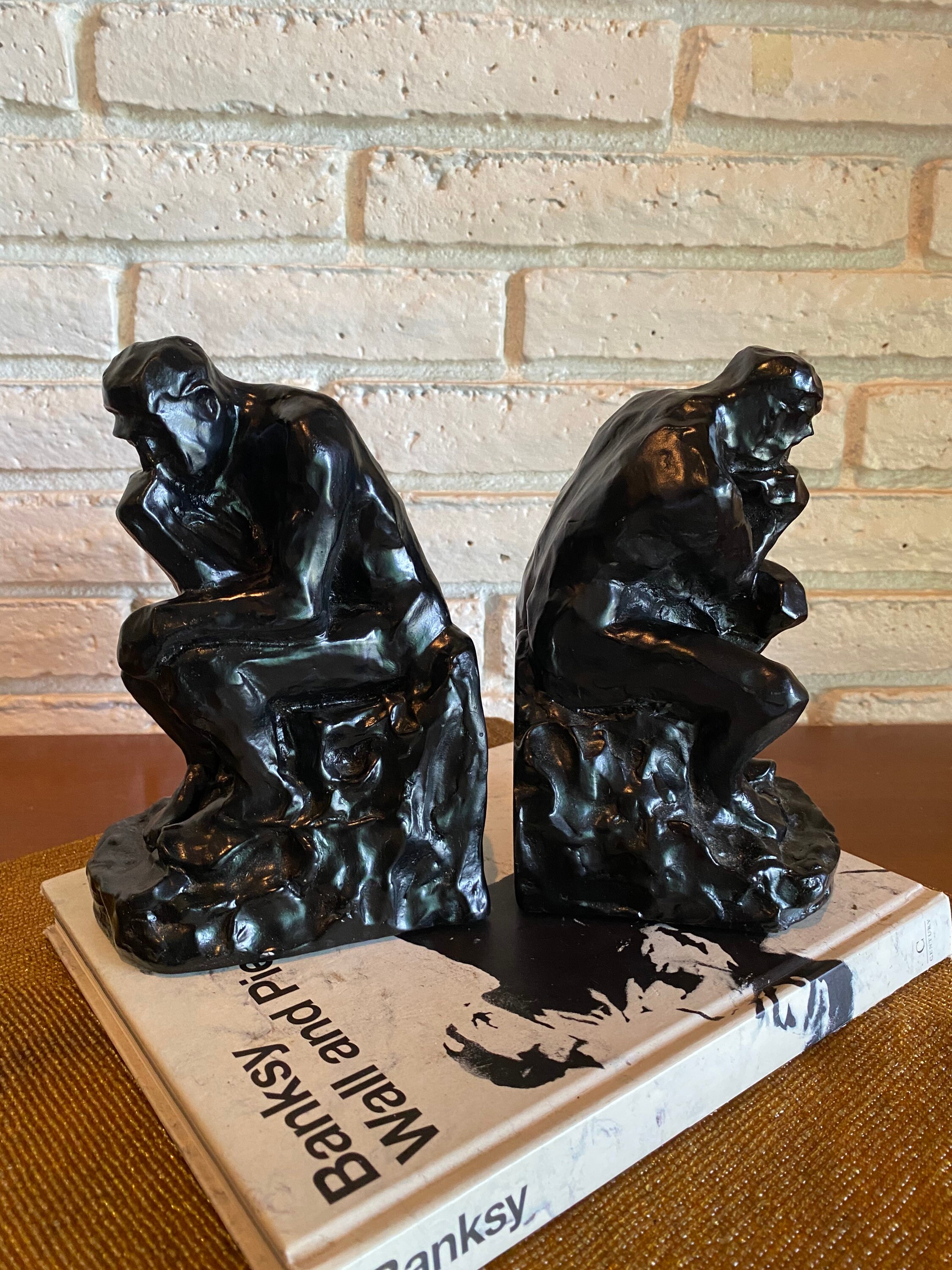 Vintage Barnes & Nobles Thinking Man Statue Bookends 1999 Office ...