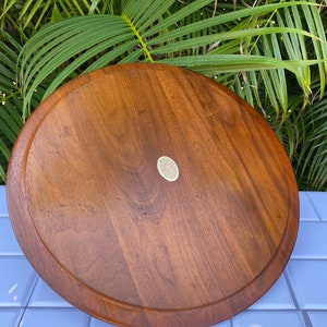 Vintage Wood Pedestal Cake Charcuterie Stand Solid American Walnut Wood Tray By Fitzhugh