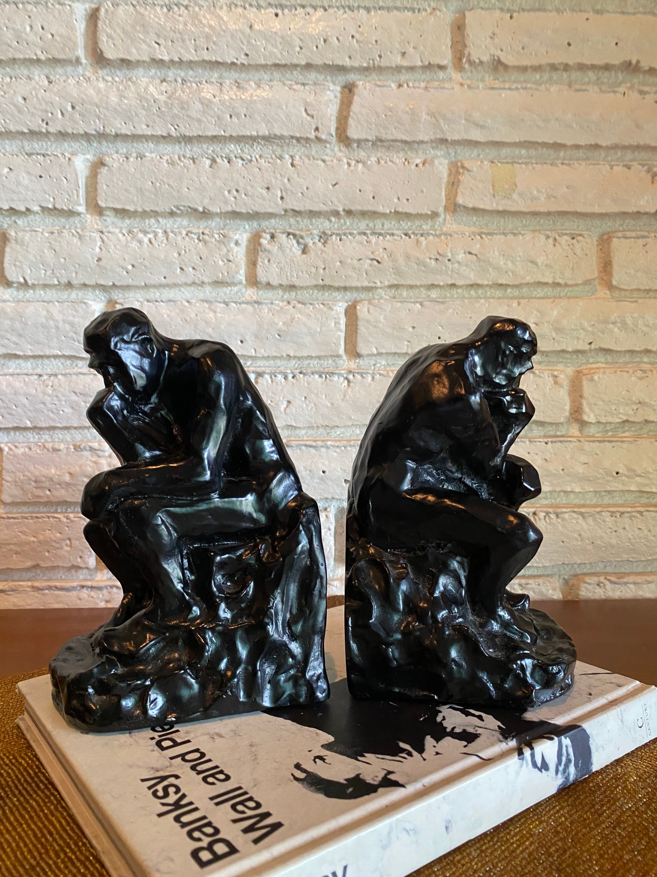 Vintage Barnes & Nobles Thinking Man Statue Bookends 1999 Office