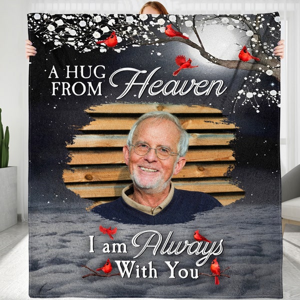 Personalized Custom Photo Memorial Blanket, I'm Always With You, Memorial Gift for Family Members Mom Dad Brother Sister Friend