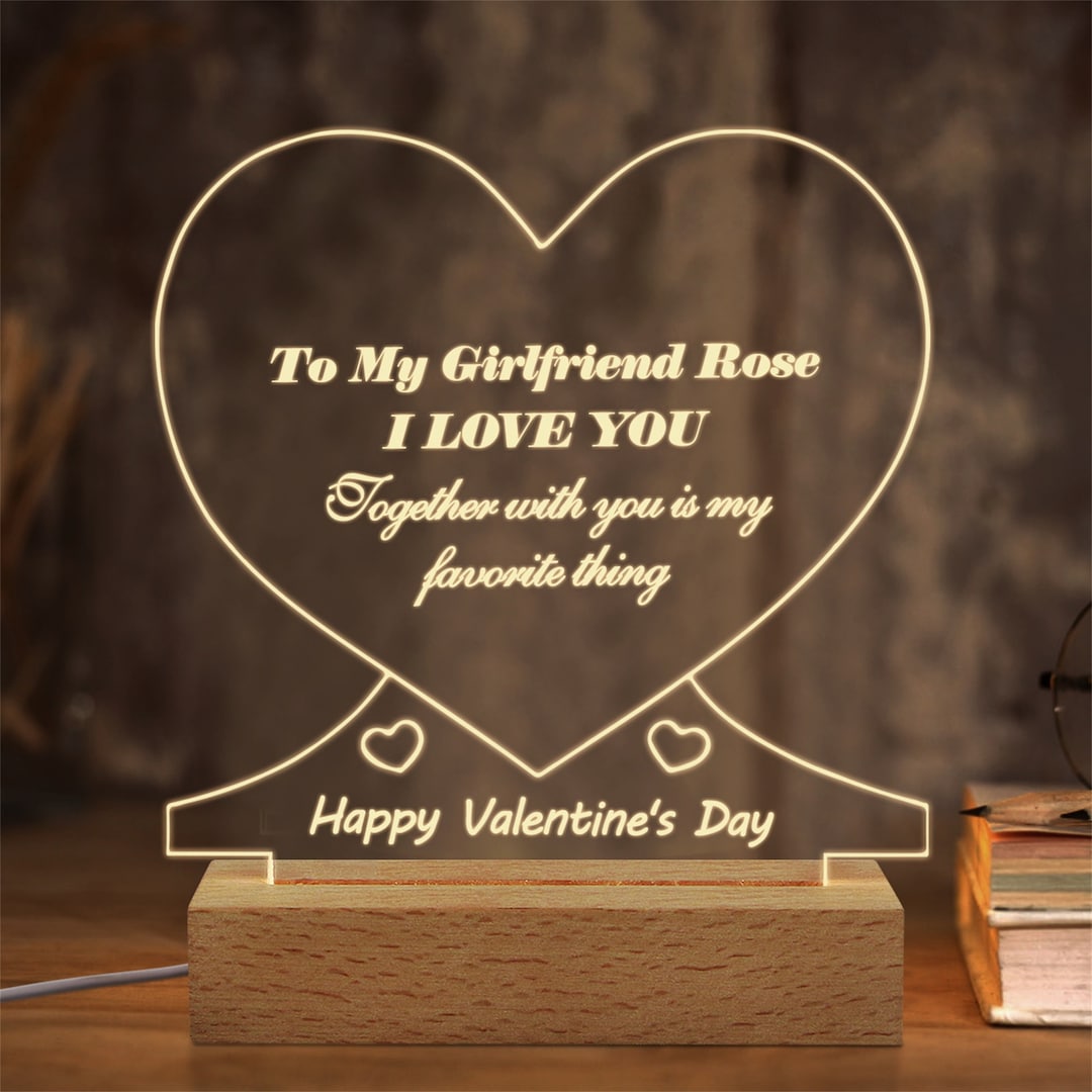 Personalized Acrylic Heartshaped Night Light Custom Text & Etsy