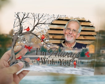 I'm Always With You-Custom Photo Memorial Plaque, Personalized Acrylic Plaque, Memorial Gift for Family Members Mom Dad Sister 8.26x11.81 IN