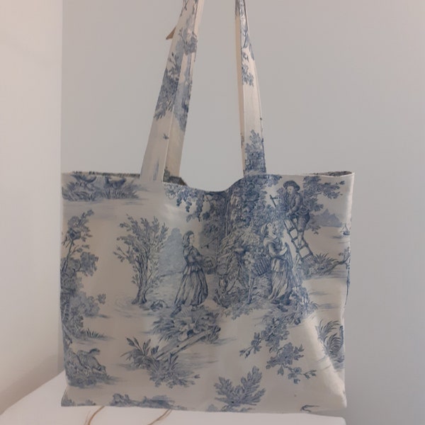 Sac cabas toile de Jouy. Réutilisable,  cadeaux,  anniversaire