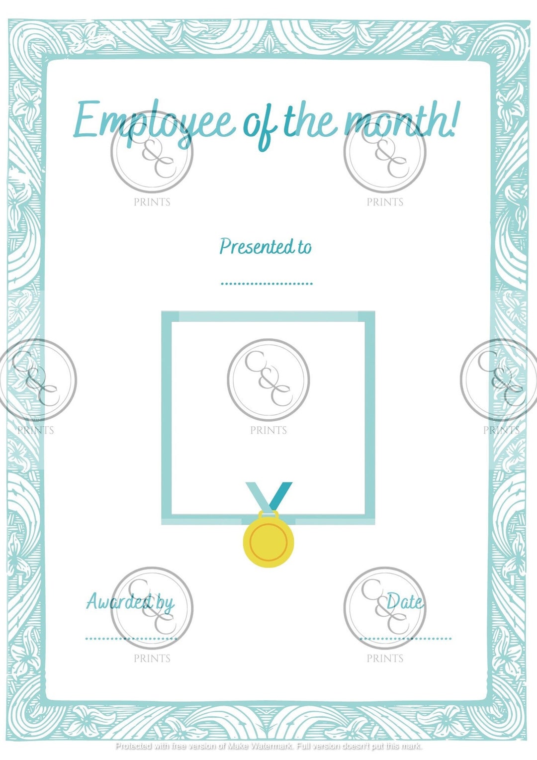 Employee of the Month A4 Digital File - With Space for Employee Photo ...