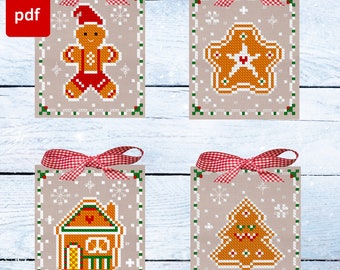 Gingerbread cross stitch pattern, Christmas cross stitch pattern, Christmas ornaments cross stitch pattern pdf