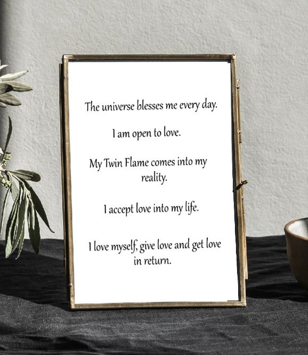 Twin Flame Positive Affirmations Print, Twin Flame Love Quote Poster